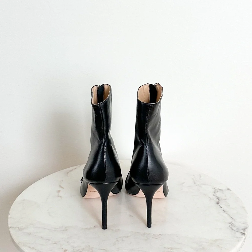 Black Suede Studio NEW Imane Stiletto Bootie Black Leather Size 9